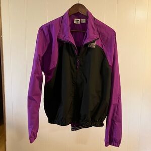 Vintage Women's Purple and Black Windbreaker